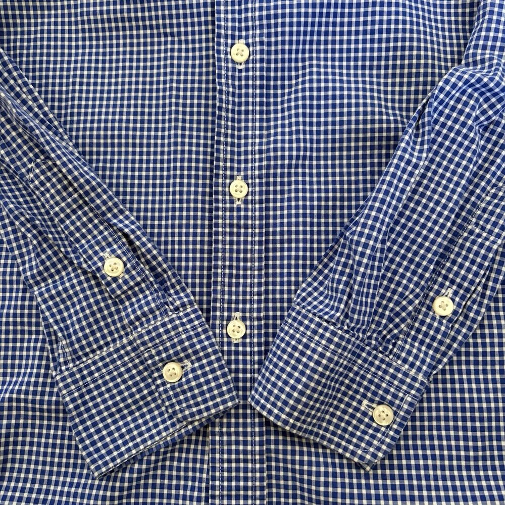 Ralph Lauren Blue Gingham Womens Small* Button Down Cotton Orange Pony Oxford - Picture 11 of 11